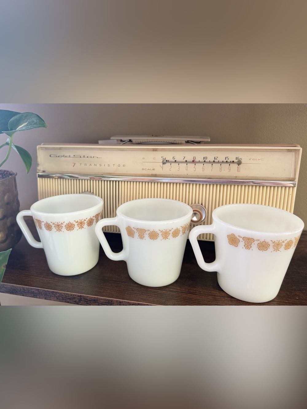 3 Pyrex Butterfly Gold Mugs